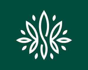 Leaf Green Nature Plant Natural Leaves Symmetry Decoration with Letter S Abstract Vector Logo Design