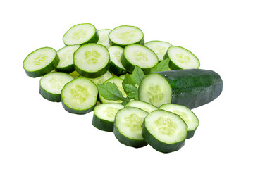 Cucumber and slices isolated transparent png