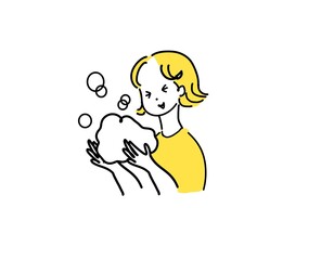 泡洗顔　女性上半身