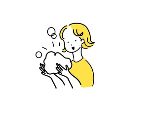 泡洗顔　女性上半身