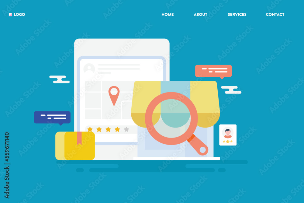 Canvas Prints creative illustration concept of local seo business listing, map location pointer on digital screen 