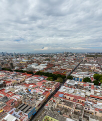 Beautiful aerial view of the city of Puebla in Mexico.