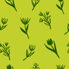 Seamless pattern with flowers and plants. Vector illustration.