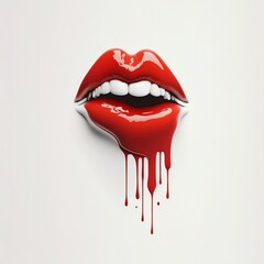 Melting kissing lips, valentines day