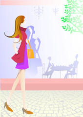 女性、街、ファッション