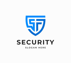 Letter SF symbol security line abstract combined tech digital creative modern vector logo design