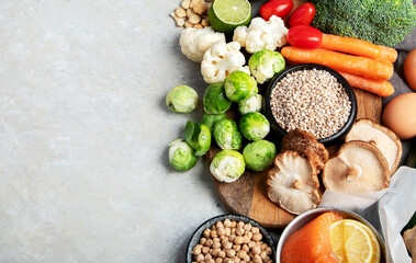 Selection of healthy food.