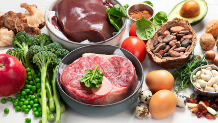 Iron rich foods. Healthy eating concept.