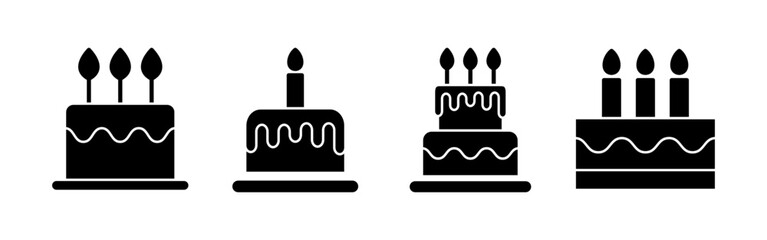 Cake icon vector for web and mobile app. Cake sign and symbol. Birthday cake icon