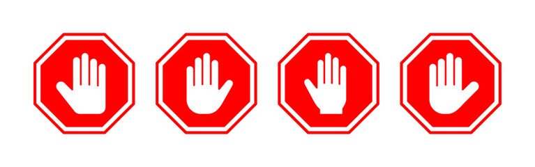 Stop icon vector for web and mobile app. stop road sign. hand stop sign and symbol. Do not enter stop red sign with hand