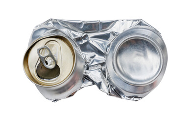 Flat compressed shiny aluminum can