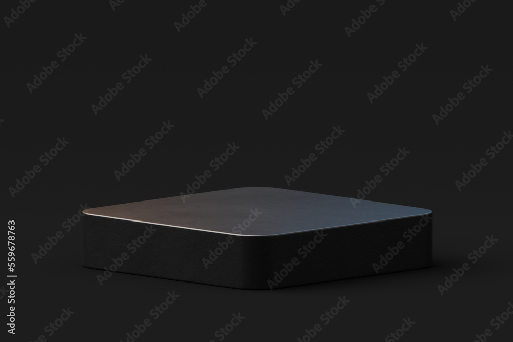 Poster black stone product platform podium display stage on modern presentation scene 3d studio background 