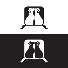 Dog animal vector logo design . icon logo . silhouette logo 