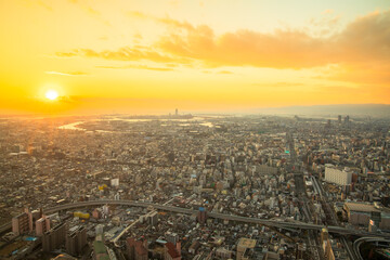 Fototapeta premium 大阪 あべのハルカスからの夕景～夜景