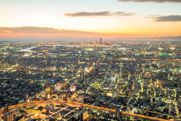 Fototapeta premium 大阪 あべのハルカスからの夕景～夜景
