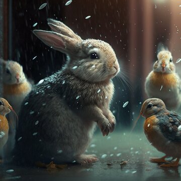 Bunnies in the Rain