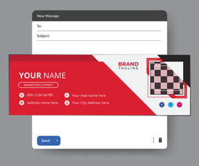 Corporate email signature template design with personal details and online letter