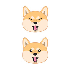 Shiba dog smiling face with tongue out vector