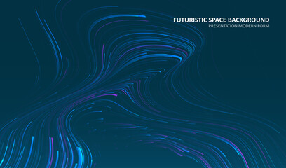 Glowing lines on blue background