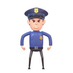 3d render of cartoon policeman angry