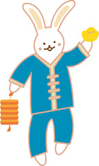 rabbit take a gold ingot and a lantern