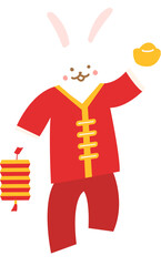 rabbit take a gold ingot and lantern