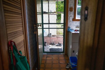 Fototapeta na wymiar fly screen door in a house in australia