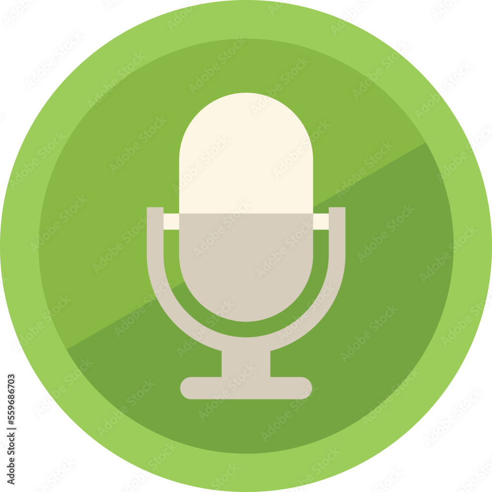 Poster microphone icon flat vector. button interface. web design isolated