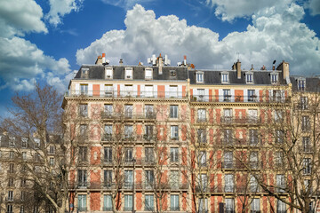 Paris, beautiful buildings place Denfert-Rochereau in the 14e arrondissement
 - obrazy, fototapety, plakaty