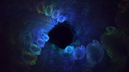 3D rendering abstract round hole light background