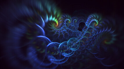 3D rendering abstract blue fractal light background