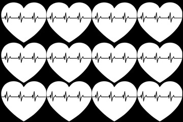 Vector illustration of heart rate and pulse graph	
