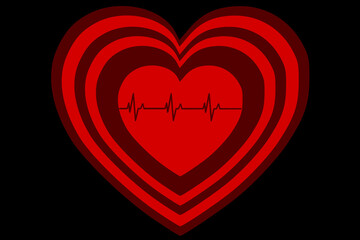 Vector illustration of heart rate and pulse graph	