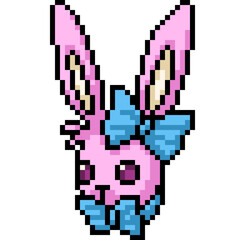 Obraz premium pixel art pink cute rabbit