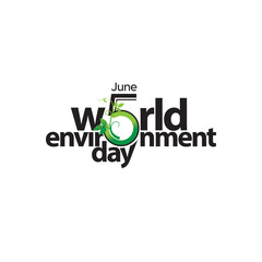 World environment day hand lettering for cards, posters etc. Vector typography with leaves illustration on white background. June 5 is beautifully included in this.