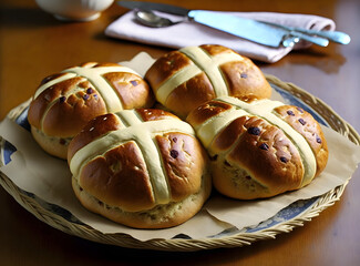 Easter hot cross buns, generative AI