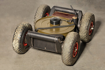 Radio controlled trolley for safe mining for the enemy.