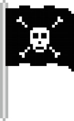pirate flag Pixel Art isolated on white Background. Pixel art. Vector illustration. Pixel design illustration	