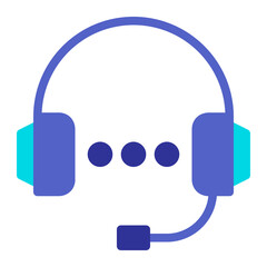 Isolated customer support in flat icon on white background. Customer  service, headphone, help, service center