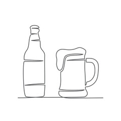 Beer One line drawing on white background