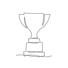 Champion cup One line drawing on white