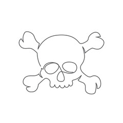 Skull One line drawing isolated on white background