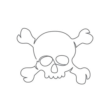 Skull One line drawing isolated on white background