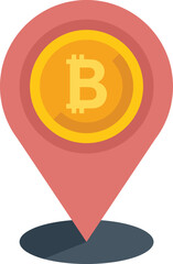 Cryptocurrency location icon flat vector. Crypto money. Financial marketing isolated