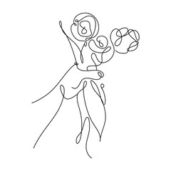 Flower Bouquet Shape Minimalist Line Art Drawing, suitable for wall decor, greeting cards, business cards, mugs, stickers