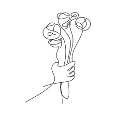 Flower Bouquet Shape Minimalist Line Art Drawing, suitable for wall decor, greeting cards, business cards, mugs, stickers