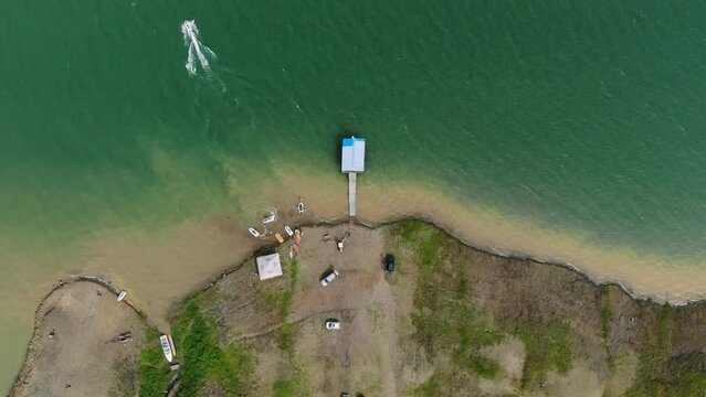 Aerial view of boats on Lake Calima - Colombia