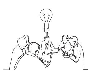 continuous line drawing business meeting discussing idea PNG image with transparent background
