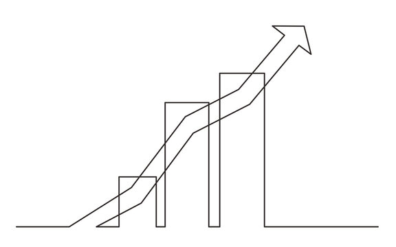 continuous line drawing business increasing graph PNG image with transparent background