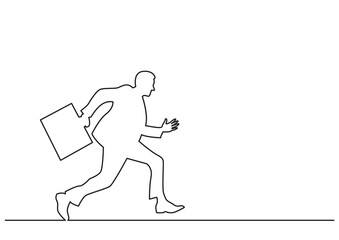continuous line drawing businessman running fast 3 PNG image with transparent background